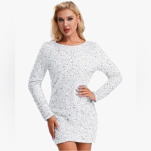 Elegant White Sequin Dress